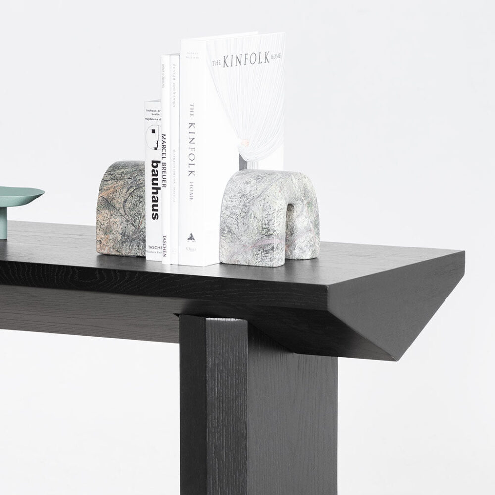 Carly 1.4m Oak Console Table - Black - Image 2