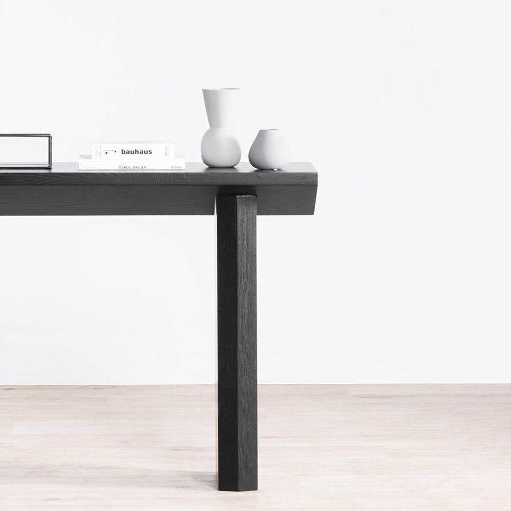 Carly 1.4m Oak Console Table - Black - Image 4