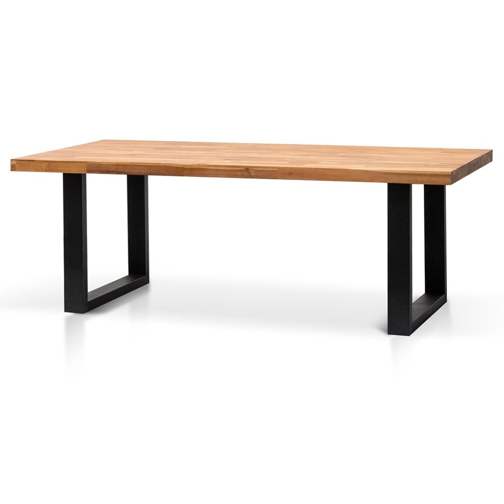 Lennon 2.1m Outdoor Dining Table - Natural with Black Leg - Image 3