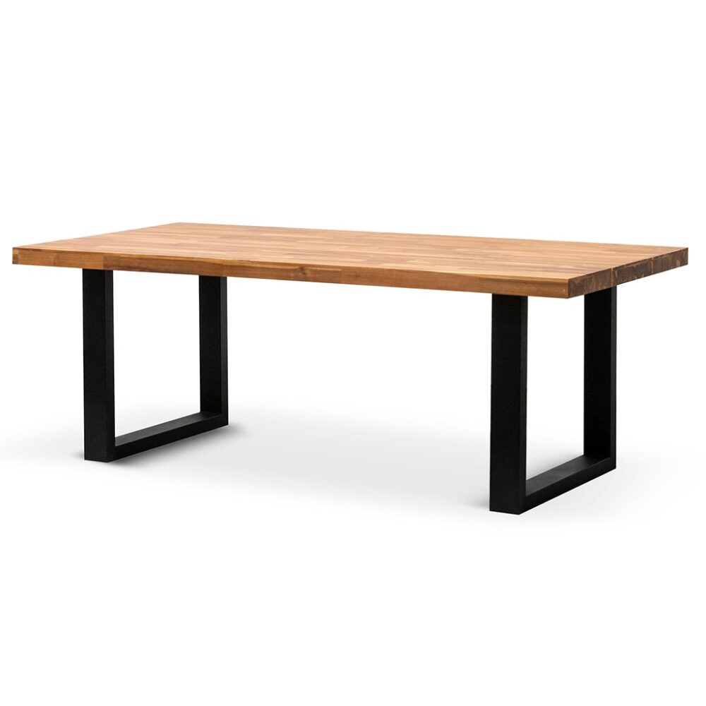 Lennon 2.1m Outdoor Dining Table - Natural with Black Leg