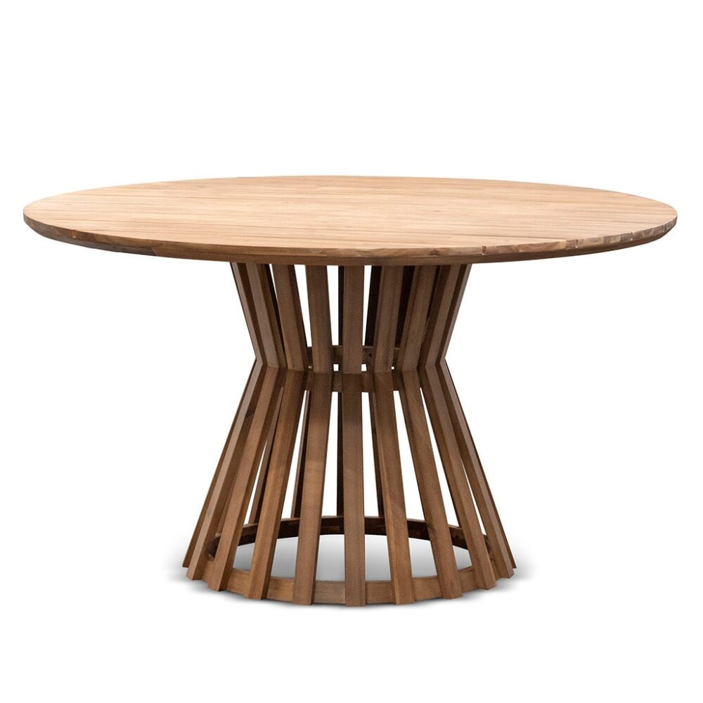 Renzo 1.35m Round Outdoor Dining Table - Natural Light - Image 2