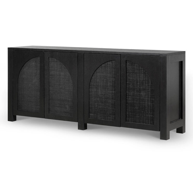 Lucius 1.95m Black Oak Sideboard Unit - Rattan