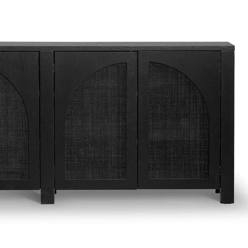 Lucius 1.95m Black Oak Sideboard Unit - Rattan - Image 6