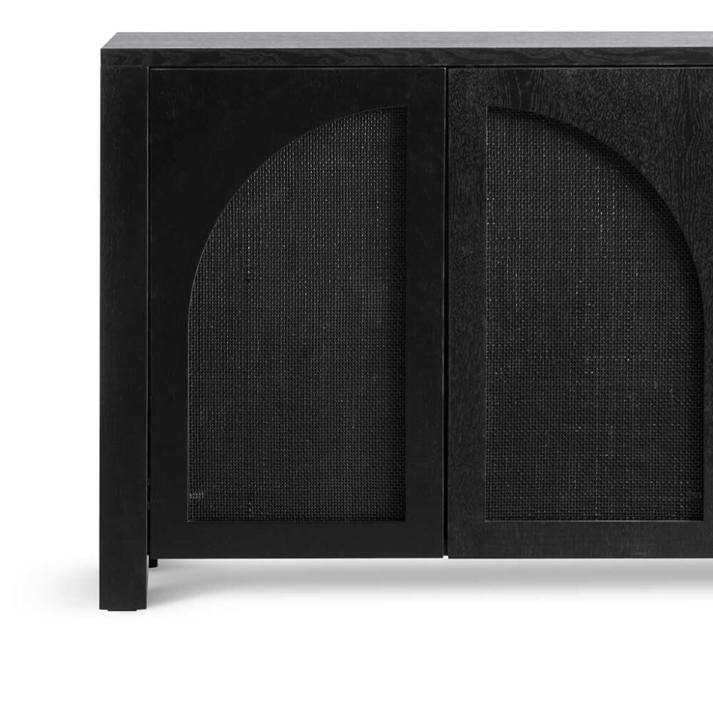 Lucius 1.95m Black Oak Sideboard Unit - Rattan - Image 4