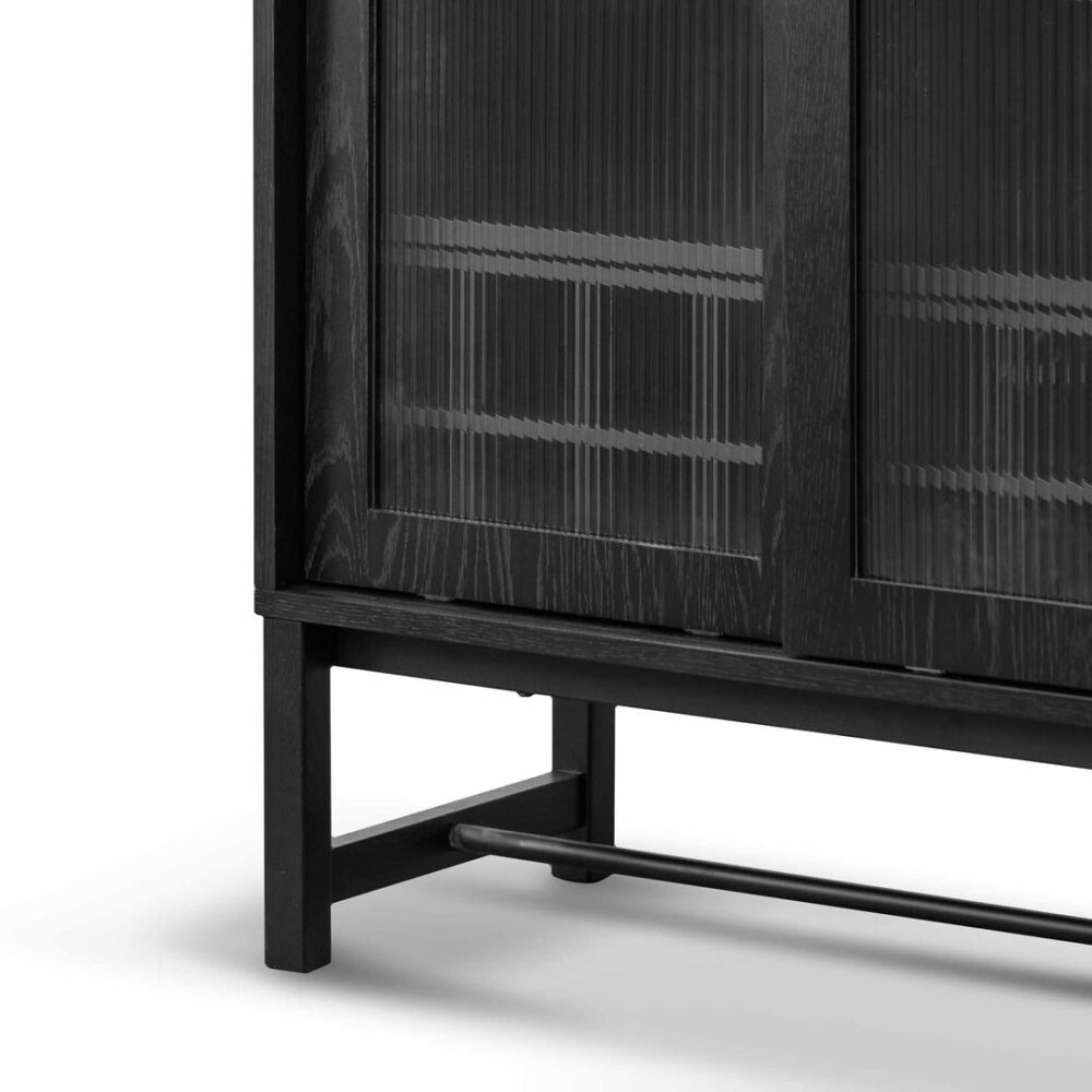 Maynard Black Bar Cabinet - Flute Glass Doors - Image 8
