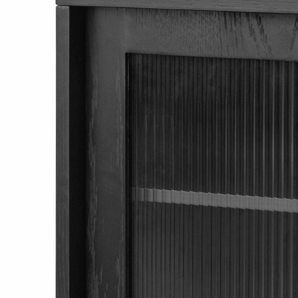 Maynard Black Bar Cabinet - Flute Glass Doors - Image 6