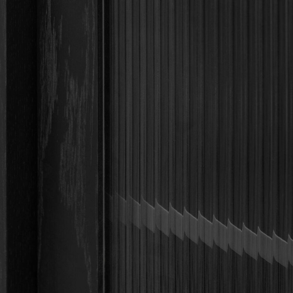 Maynard Black Bar Cabinet - Flute Glass Doors - Image 7