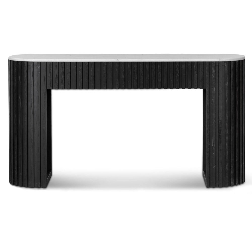 Mcmahon 1.5m White Marble Console Table - Black - Image 2