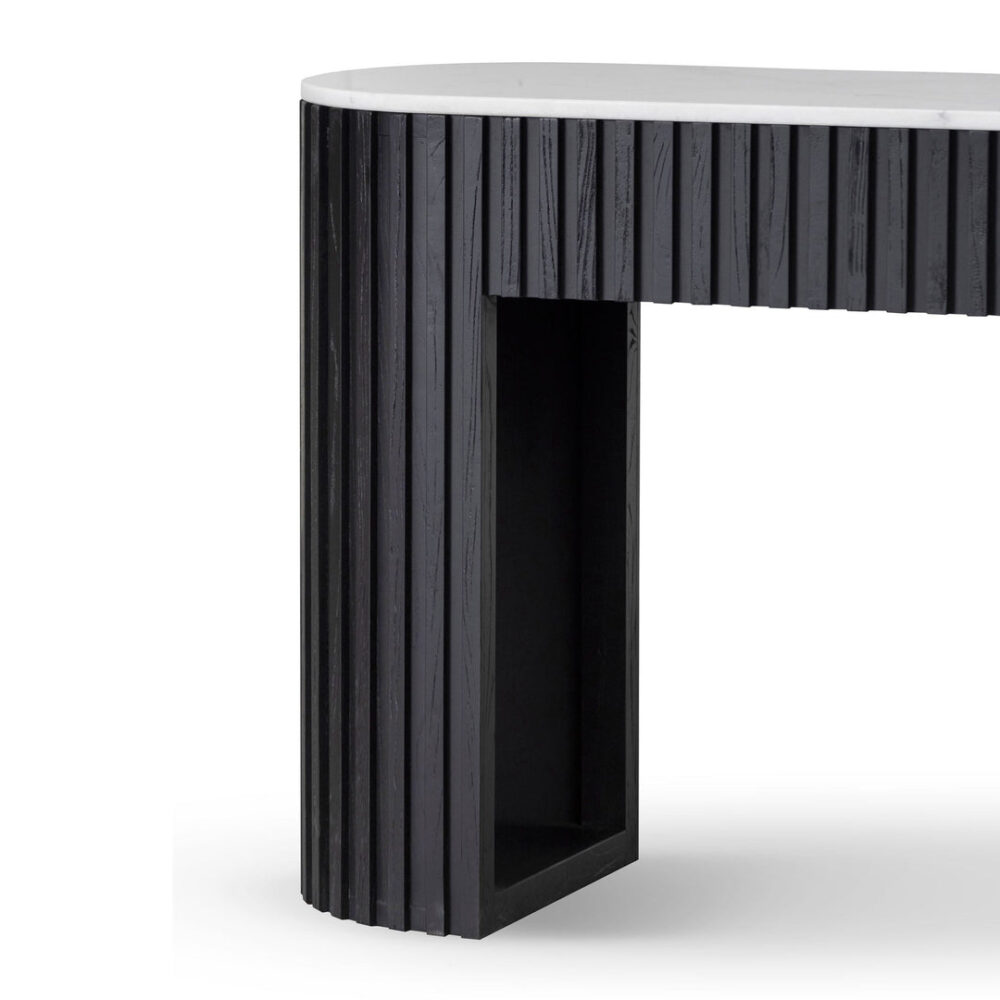 Mcmahon 1.5m White Marble Console Table - Black - Image 4