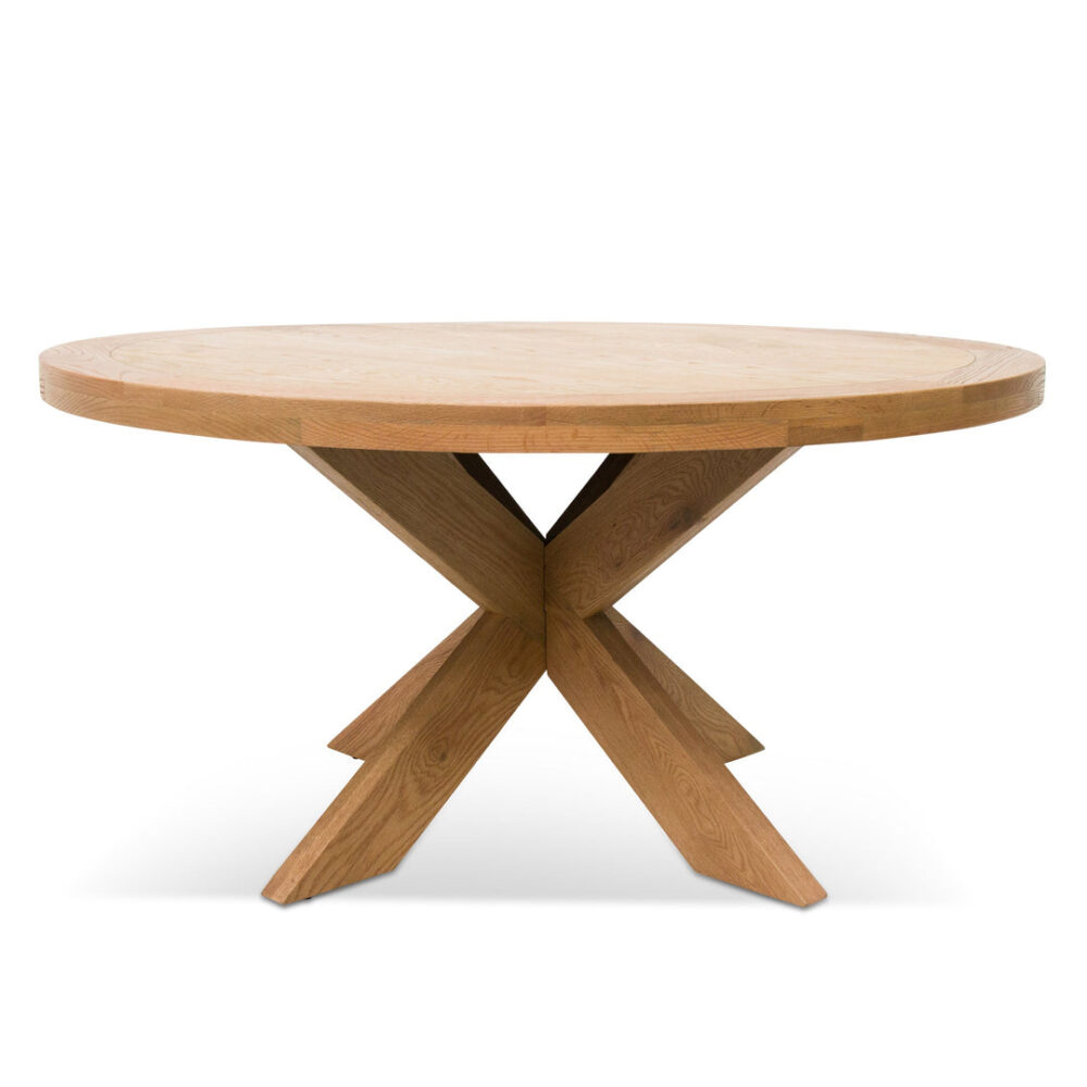 Darrel 1.5m Round Wooden Dining Table - Distress Natural