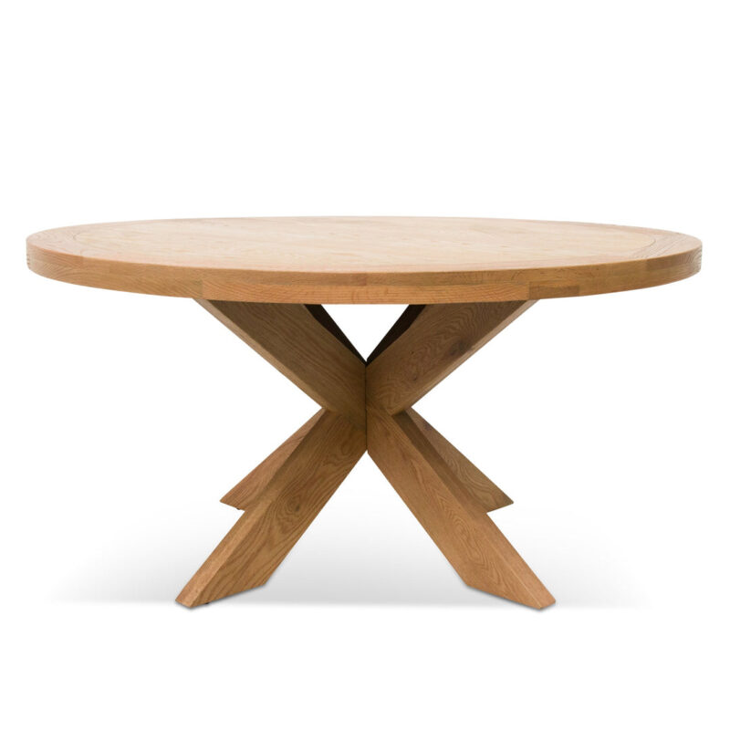 Darrel 1.5m Round Wooden Dining Table - Distress Natural