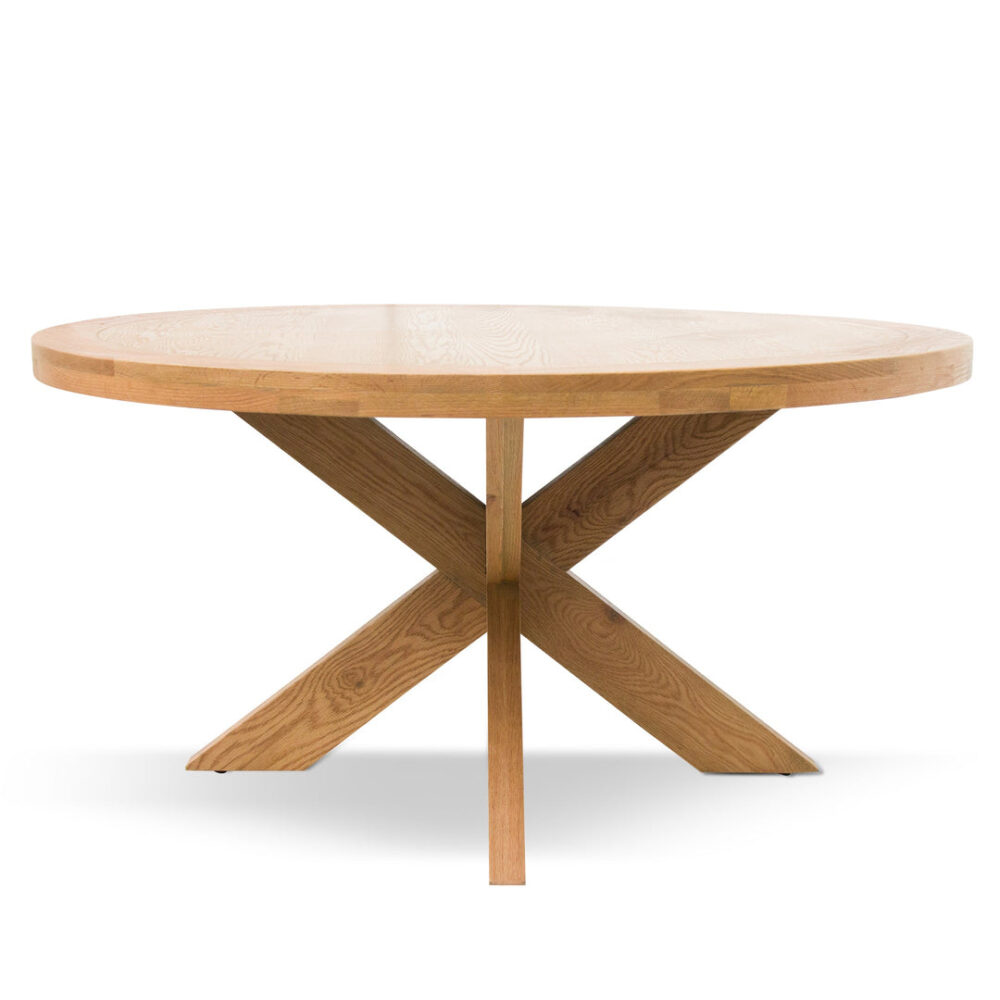 Darrel 1.5m Round Wooden Dining Table - Distress Natural - Image 3