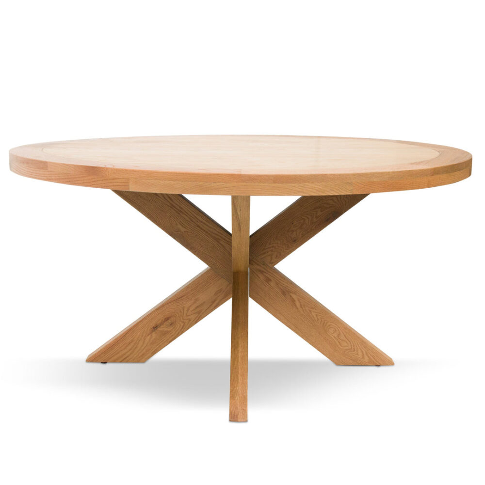 Darrel 1.5m Round Wooden Dining Table - Distress Natural - Image 4