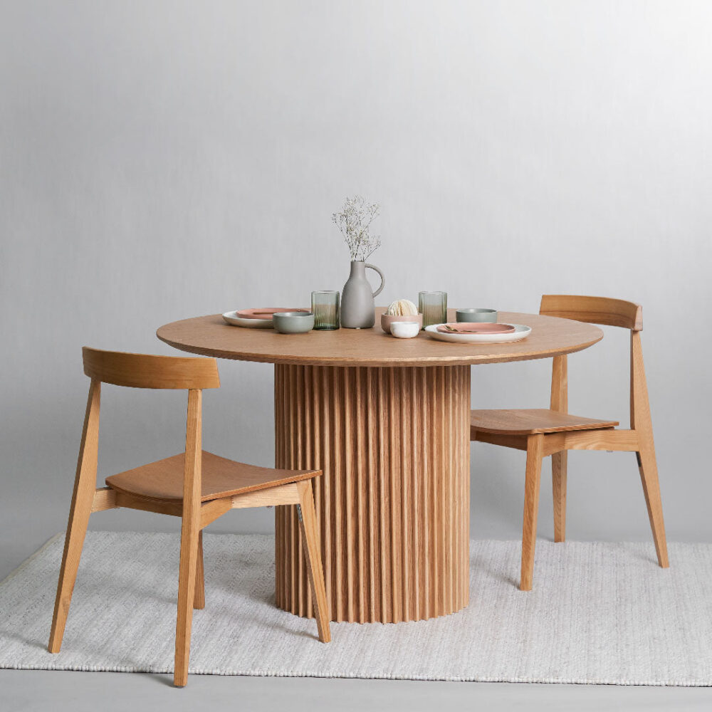 Dillon 1.2m Round Wooden Dining Table - Natural - Image 2