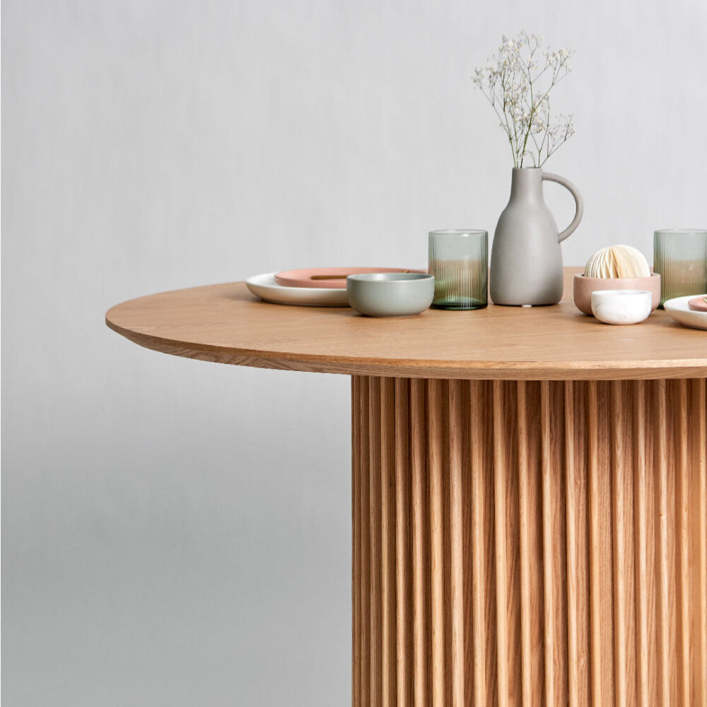 Dillon 1.2m Round Wooden Dining Table - Natural - Image 3