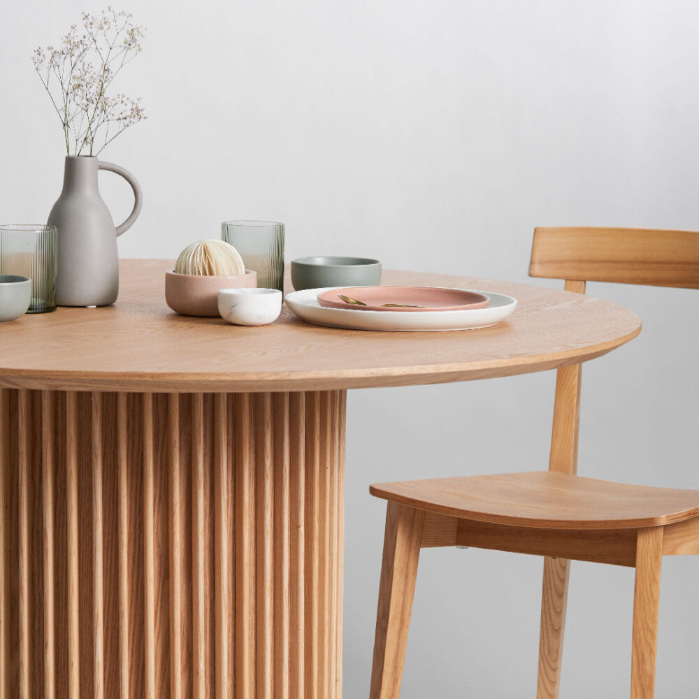 Dillon 1.2m Round Wooden Dining Table - Natural - Image 4
