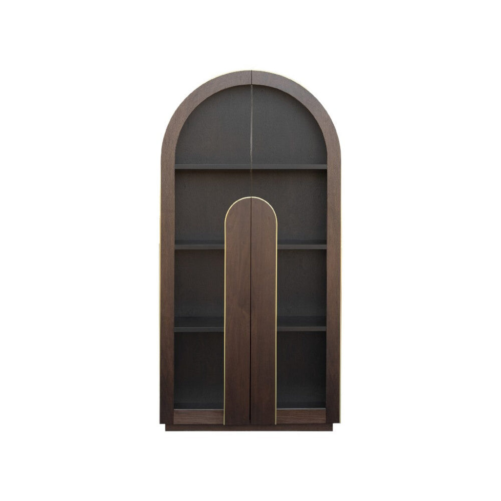 Boran 2m (H) Glass Cabinet - Walnut - Image 2