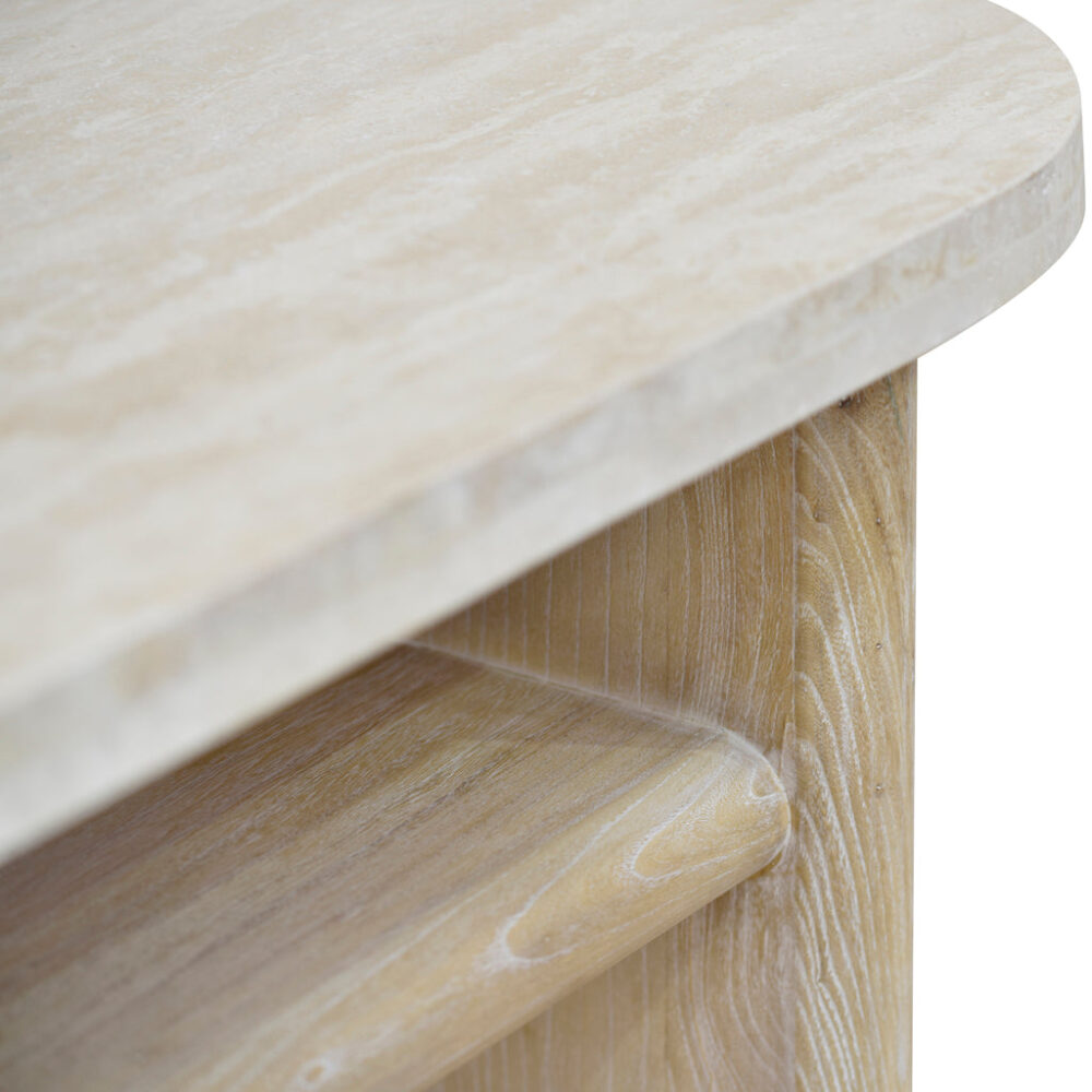 Agosti Travertine Marble 1.22m Console Table - White Wash - Image 12