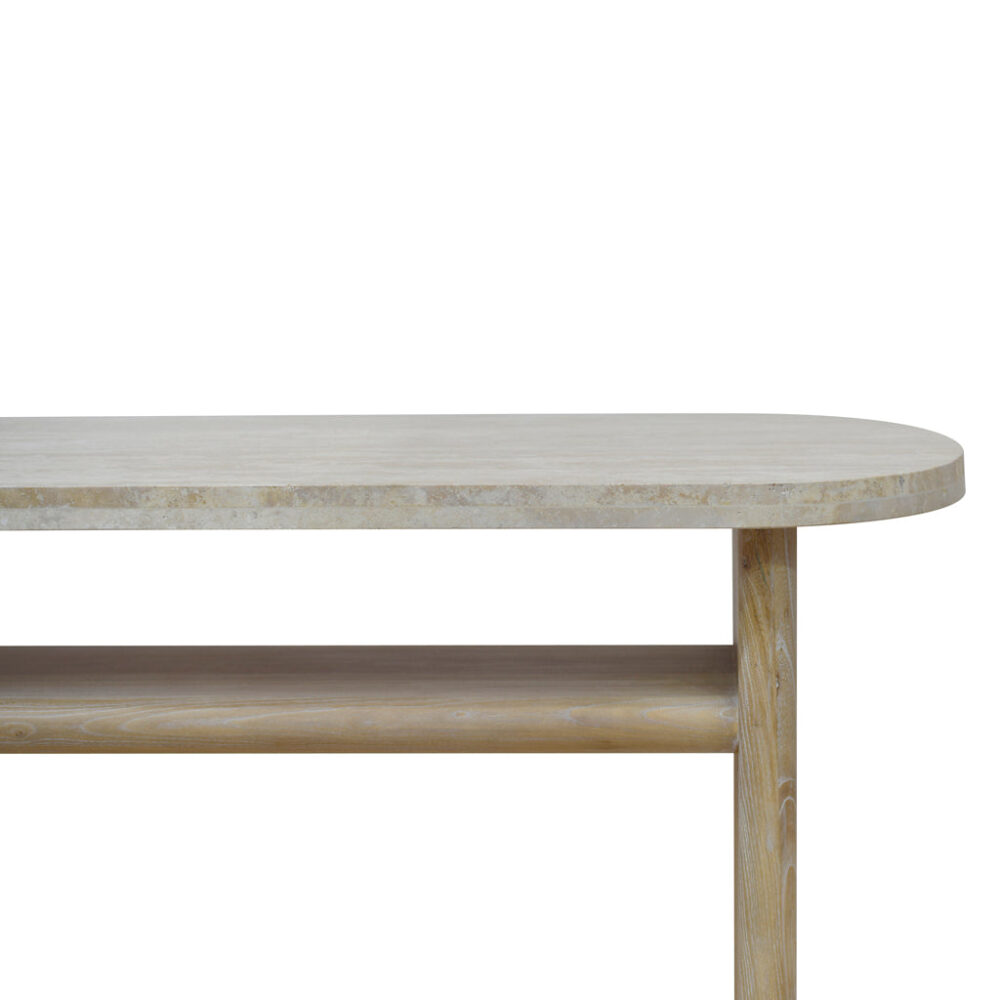 Agosti Travertine Marble 1.22m Console Table - White Wash - Image 14