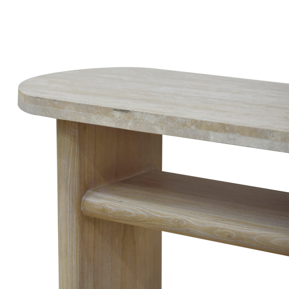 Agosti Travertine Marble 1.22m Console Table - White Wash - Image 15