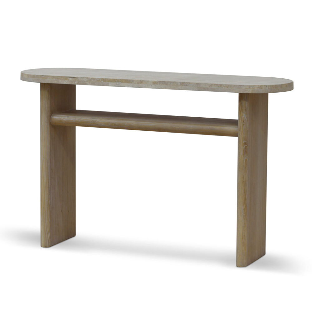 Agosti Travertine Marble 1.22m Console Table - White Wash