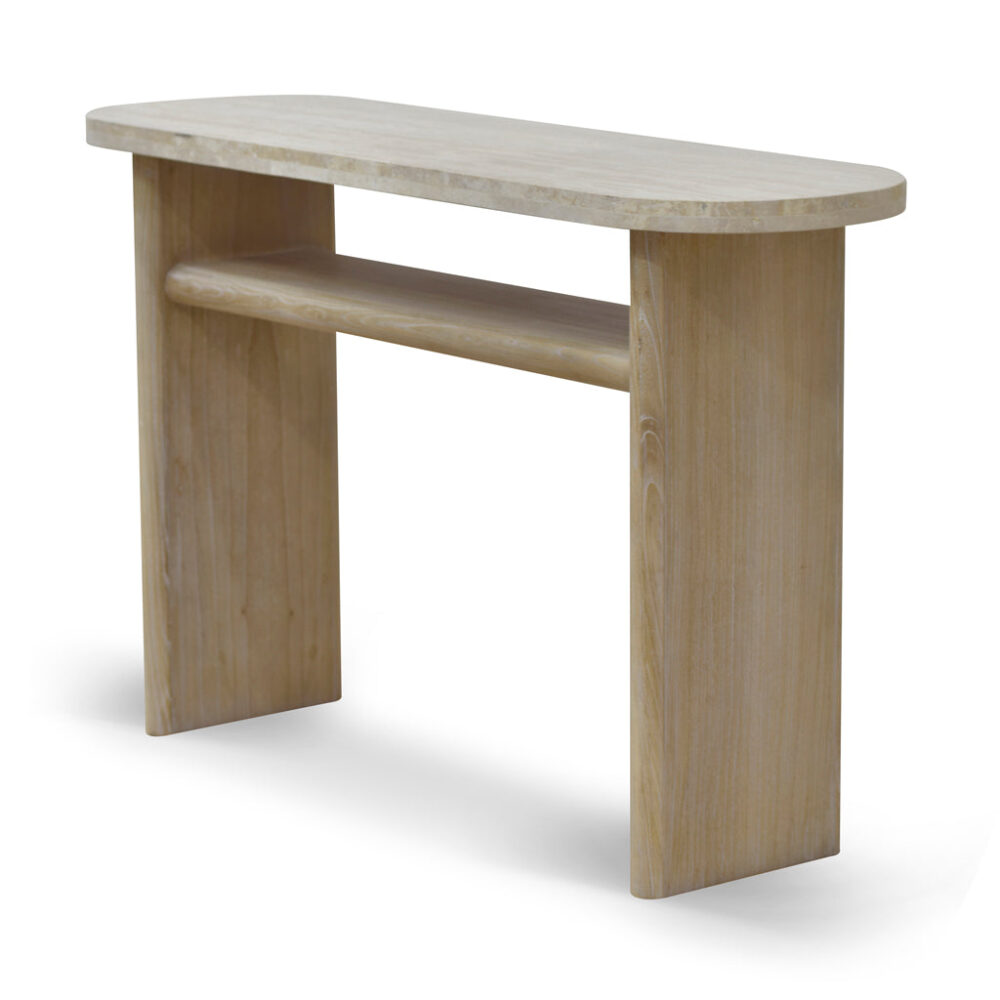 Agosti Travertine Marble 1.22m Console Table - White Wash - Image 5