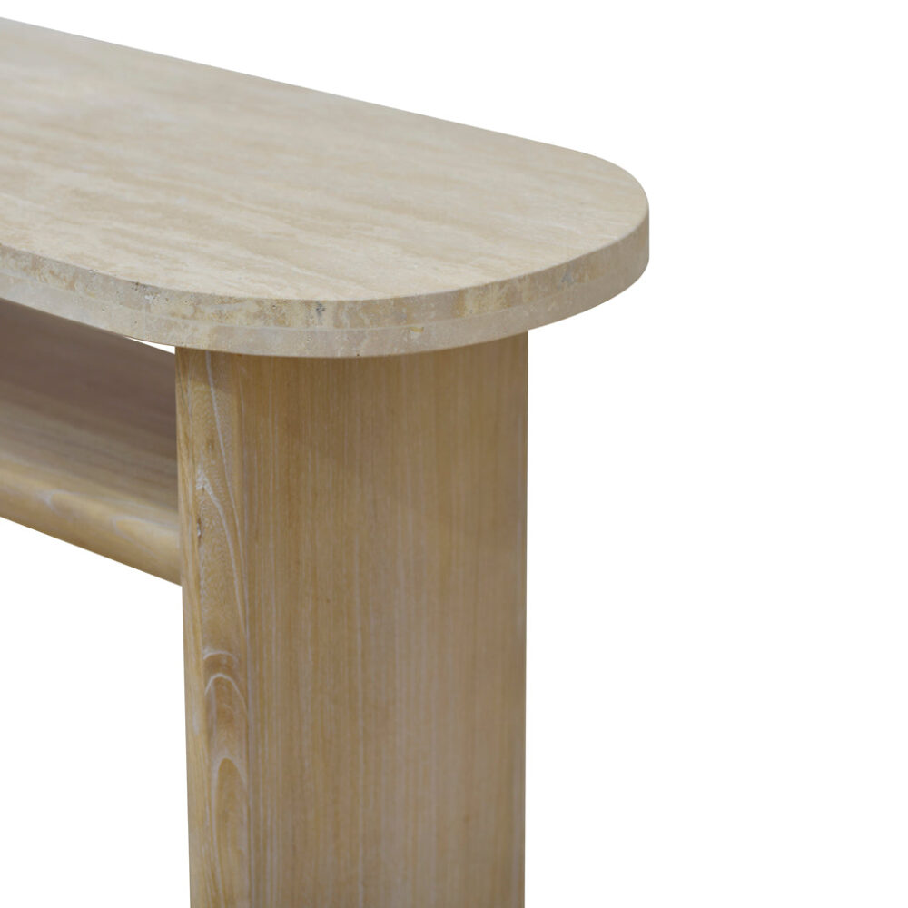 Agosti Travertine Marble 1.22m Console Table - White Wash - Image 6