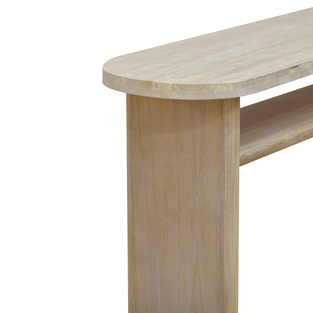 Agosti Travertine Marble 1.22m Console Table - White Wash - Image 8