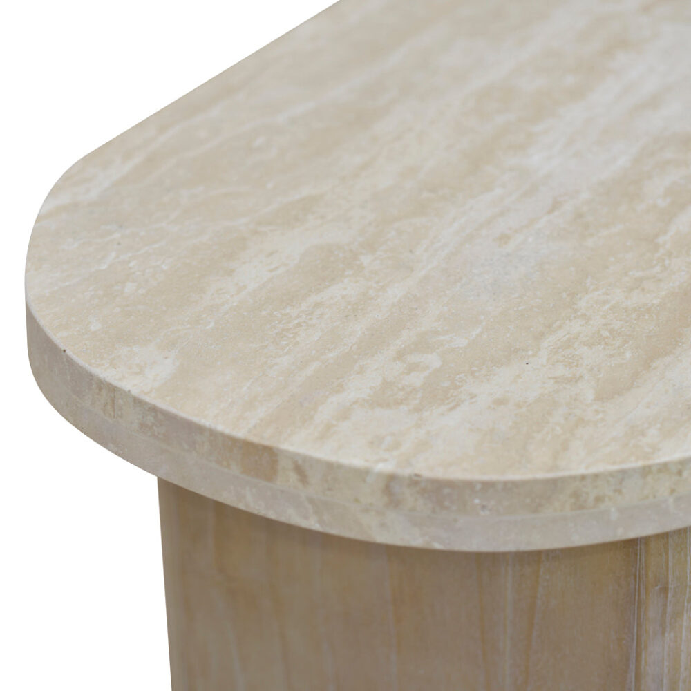 Agosti Travertine Marble 1.22m Console Table - White Wash - Image 9