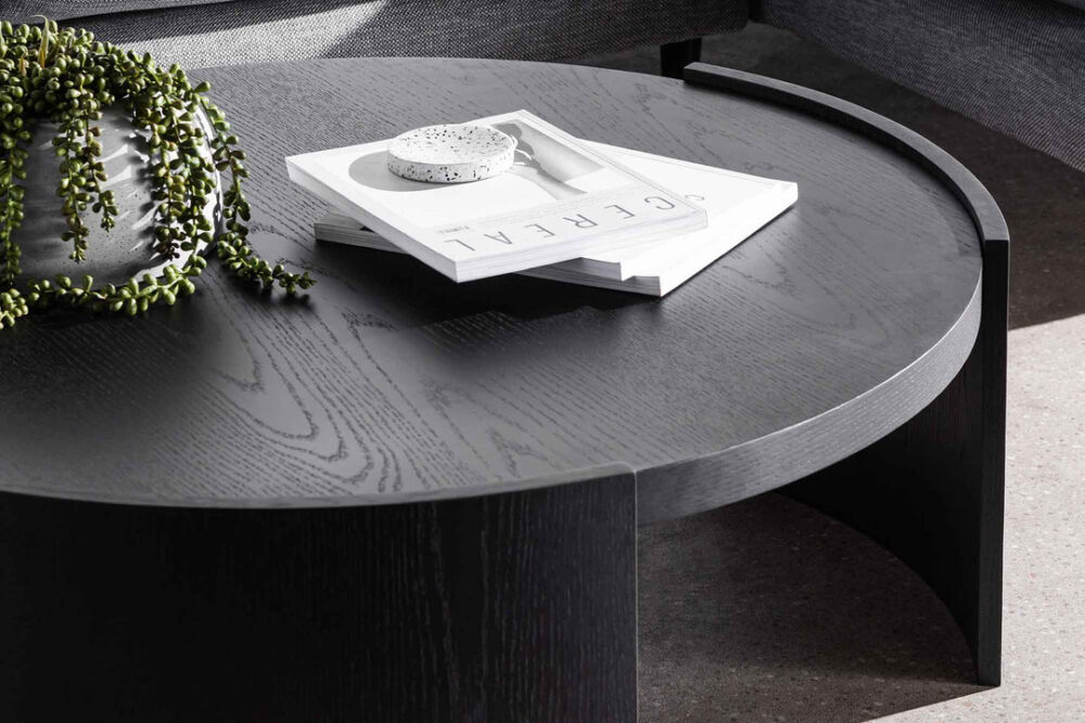 Tamera 100cm Wooden Round Coffee Table - Black - Image 3