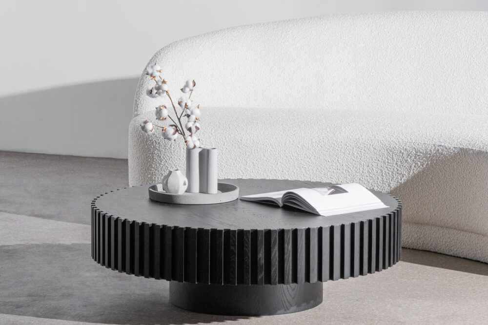 Alfaro Oak Round Coffee Table - Black - Image 2
