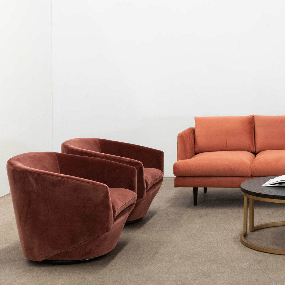 Donna Lounge Chair - Blood Orange Velvet - Image 3