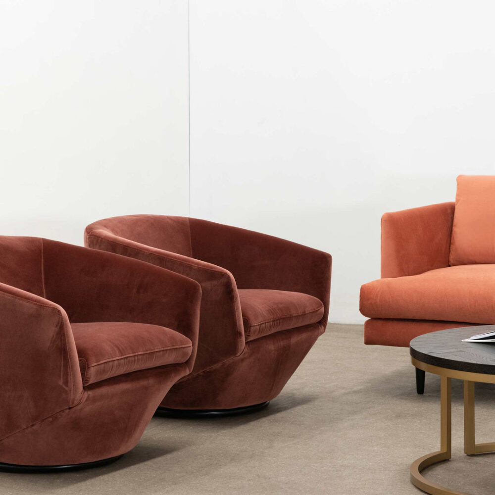 Donna Lounge Chair - Blood Orange Velvet - Image 2