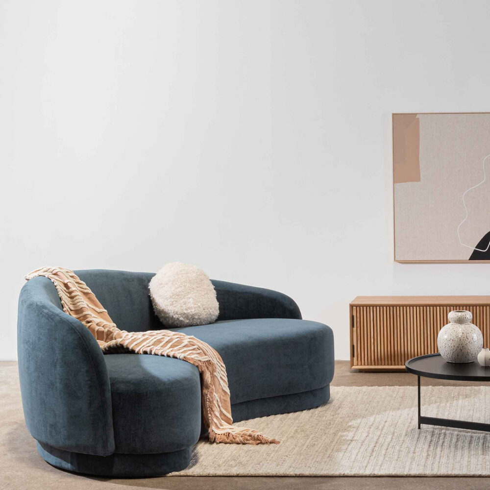 Henry 4 Seater Fabric Sofa - Dusty Blue - Last One - Image 2
