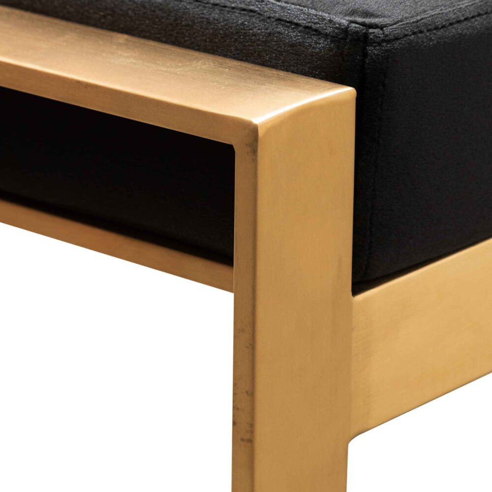 Carson Black Velvet Ottoman - Gold Base - Image 5