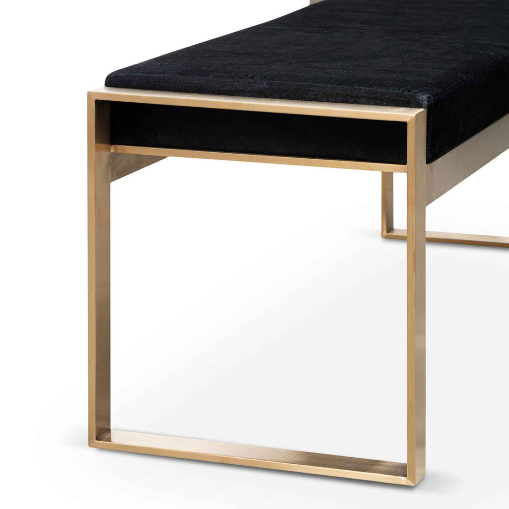 Carson Black Velvet Ottoman - Gold Base - Image 6