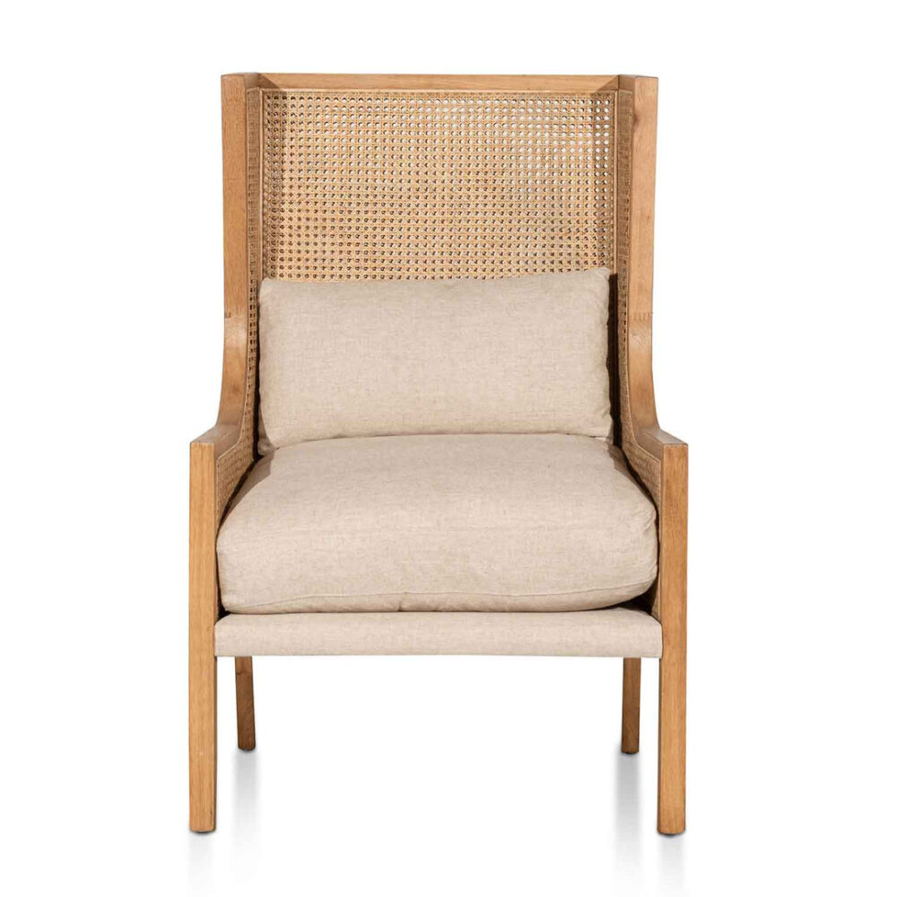 Lowell Wingback Rattan Armchair - Distress Natural - Sand White - Image 3