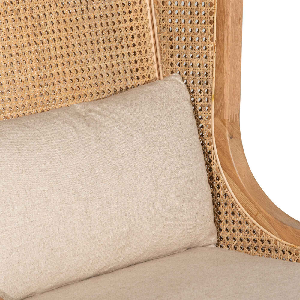 Lowell Wingback Rattan Armchair - Distress Natural - Sand White - Image 10