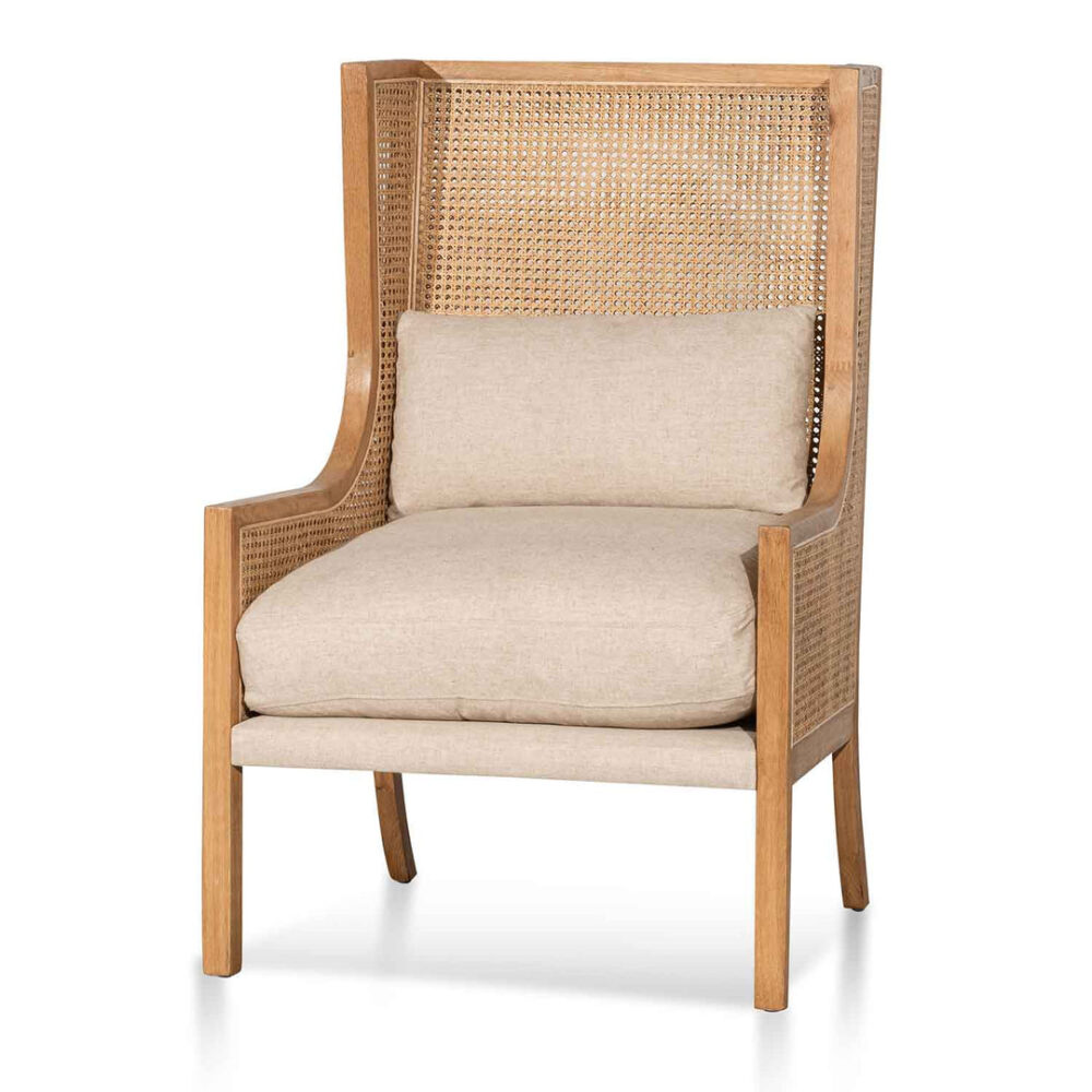 Lowell Wingback Rattan Armchair - Distress Natural - Sand White - Image 2