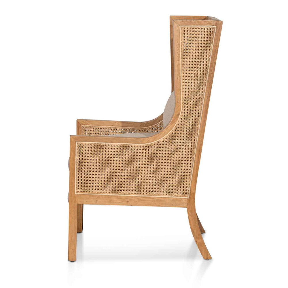 Lowell Wingback Rattan Armchair - Distress Natural - Sand White - Image 4