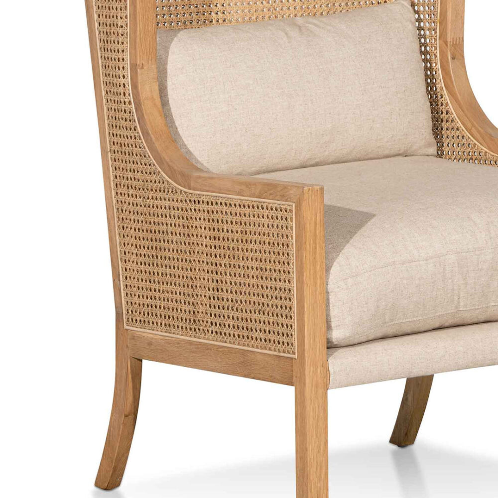 Lowell Wingback Rattan Armchair - Distress Natural - Sand White - Image 7