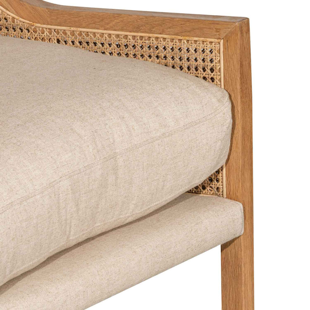 Lowell Wingback Rattan Armchair - Distress Natural - Sand White - Image 11