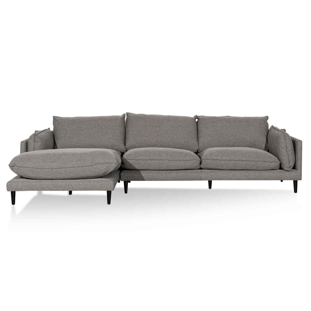 Lucio 4 Seater Left Chaise Fabric Sofa - Graphite Grey - Image 2
