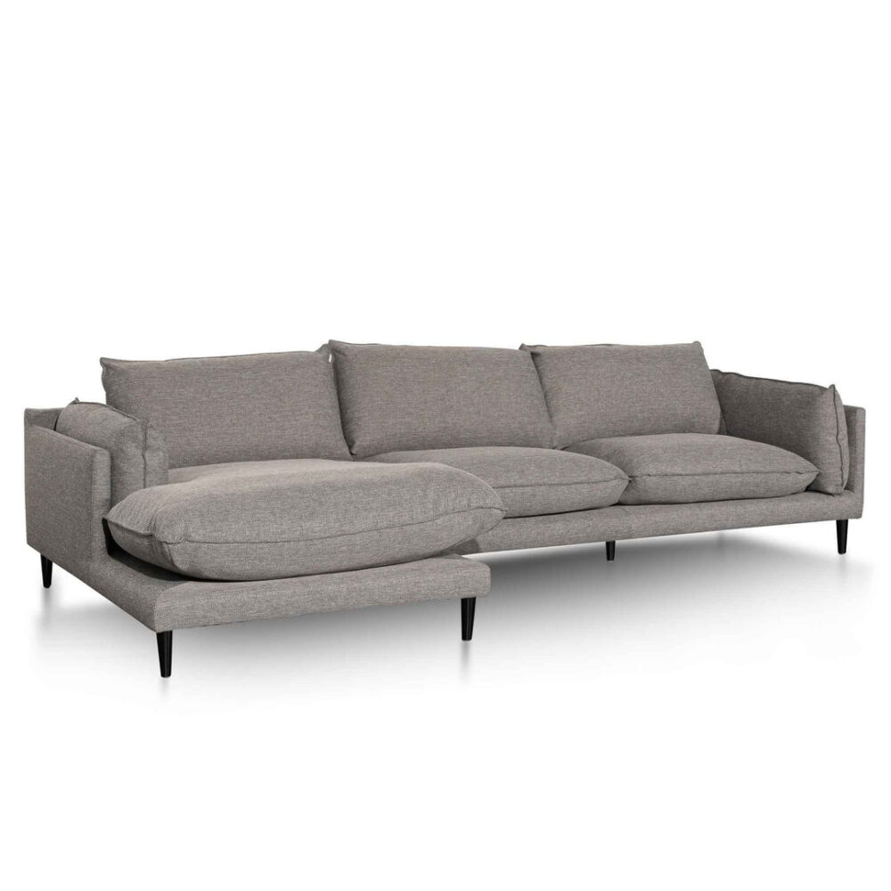 Lucio 4 Seater Left Chaise Fabric Sofa - Graphite Grey - Image 3