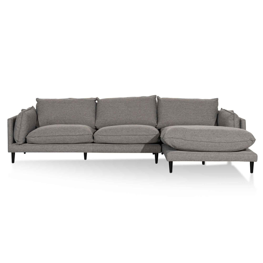 Lucio 4 Seater Right Chaise Fabric Sofa - Graphite Grey - Image 3