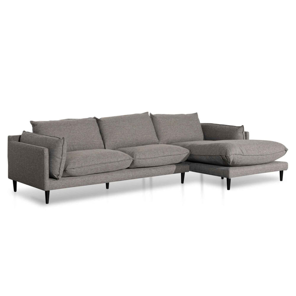 Lucio 4 Seater Right Chaise Fabric Sofa - Graphite Grey - Image 4