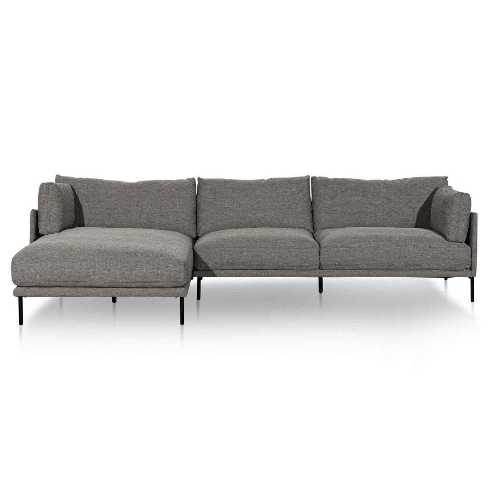 Emilis 4 Seater Left Chaise Fabric Sofa - Graphite Grey - Image 2