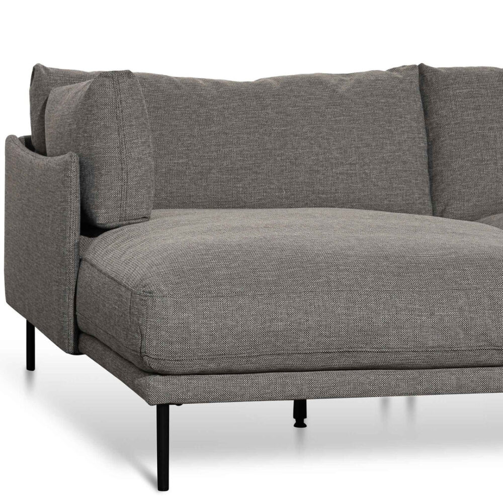 Emilis 4 Seater Left Chaise Fabric Sofa - Graphite Grey - Image 4