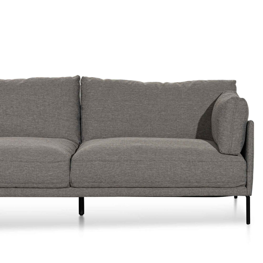 Emilis 4 Seater Left Chaise Fabric Sofa - Graphite Grey - Image 6