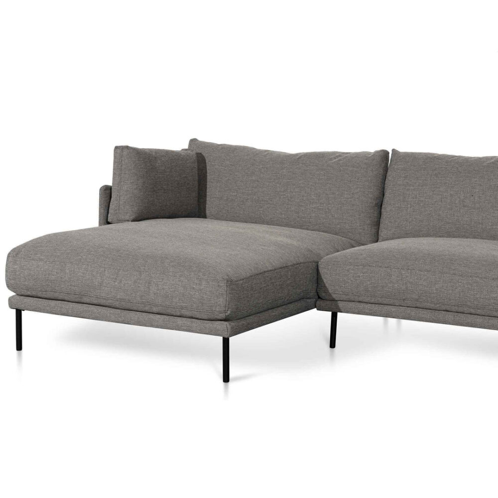 Emilis 4 Seater Left Chaise Fabric Sofa - Graphite Grey - Image 5